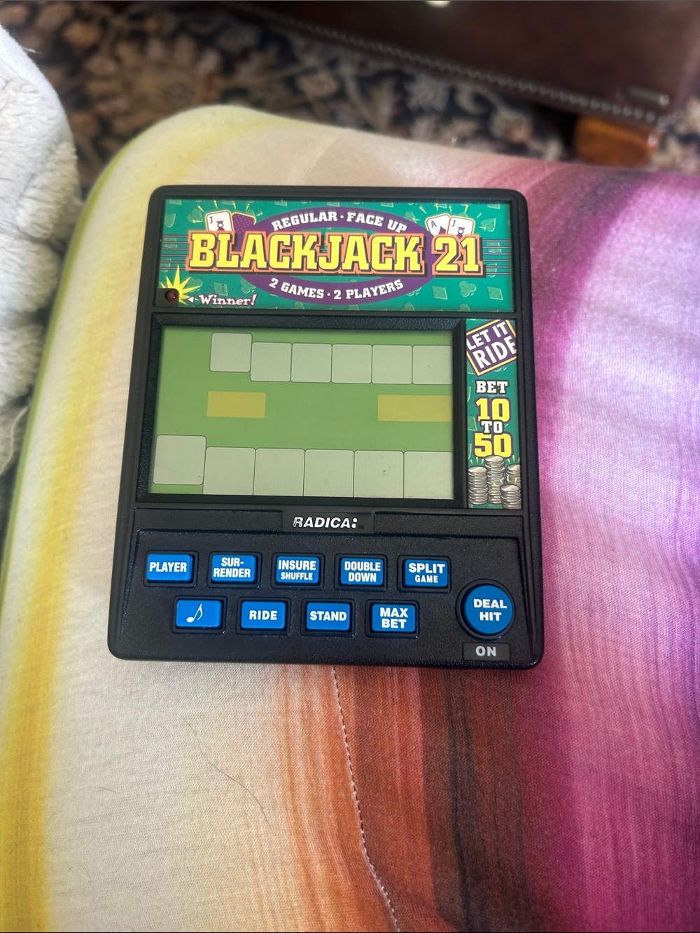 Blackjack 21 Electronic Handheld Game - Black/Green